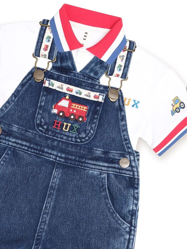 Huxbaby Boys All In Ones Construction 2PC Set