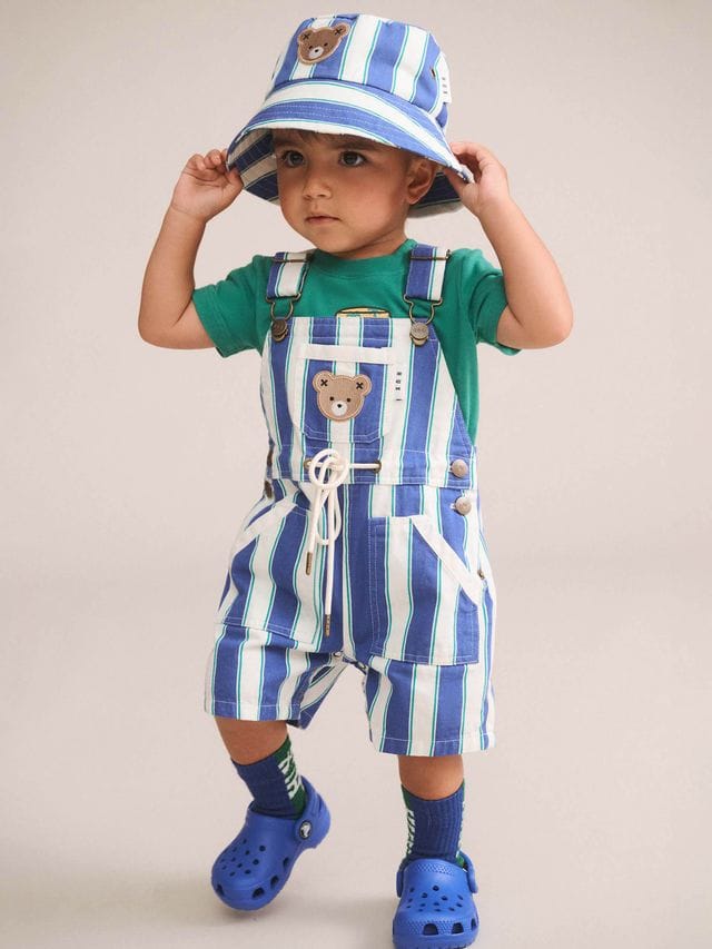 Huxbaby Boys All In Ones Tropical Stripe Shortall
