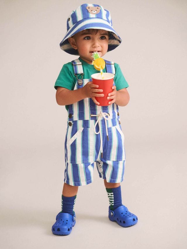 Huxbaby Boys All In Ones Tropical Stripe Shortall