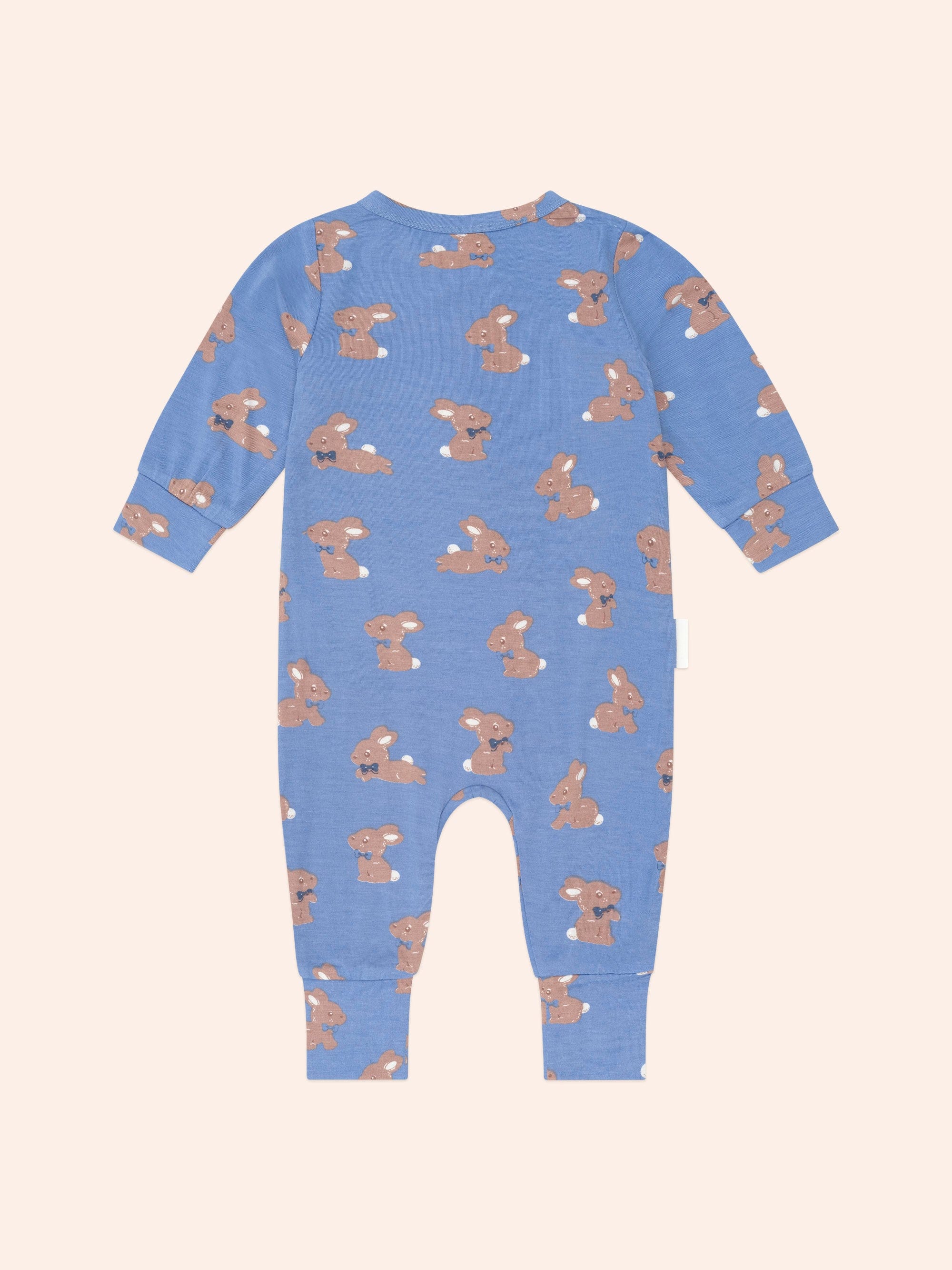 Huxbaby Boys All In Ones Vintage Blue Bunny Zip Romper