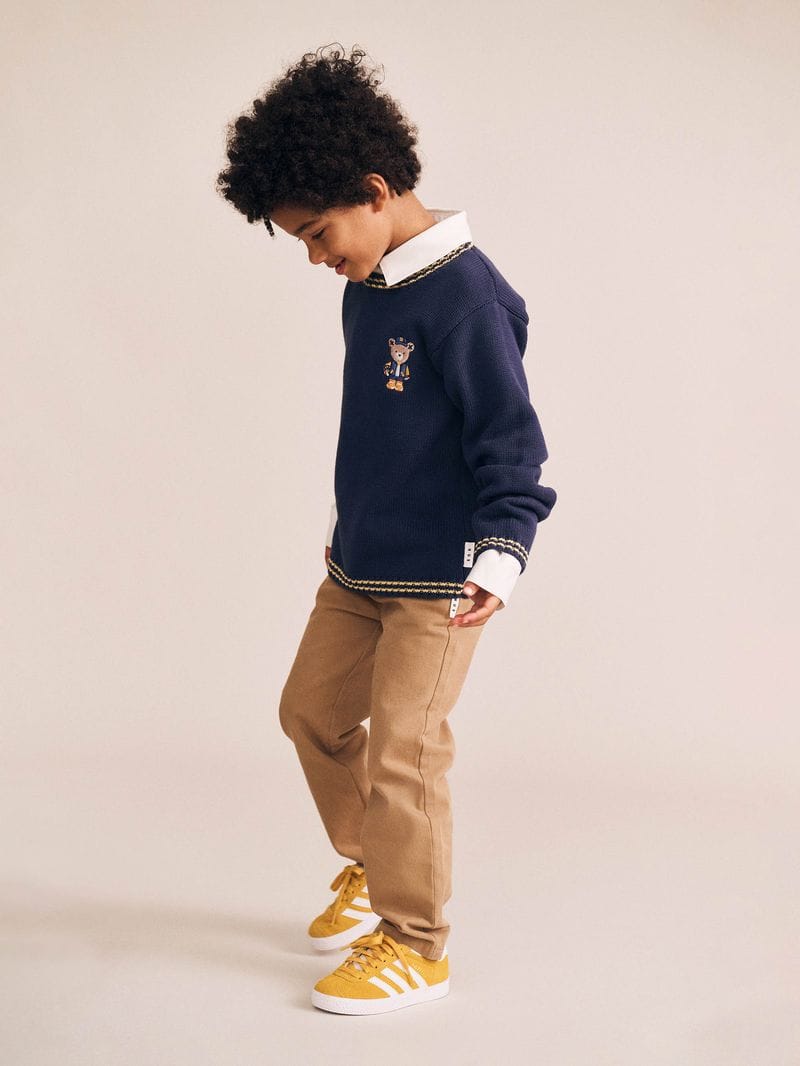 Huxbaby boys Baller Hux Tipped Pullover jumper in soft fabric, featuring a stylish design and comfortable fit for kids.