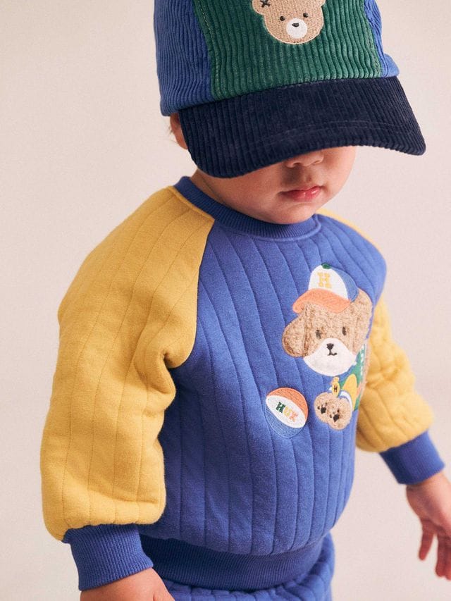 Huxbaby Boys Jumper Basketball Doggy Quilted Sweatshirt