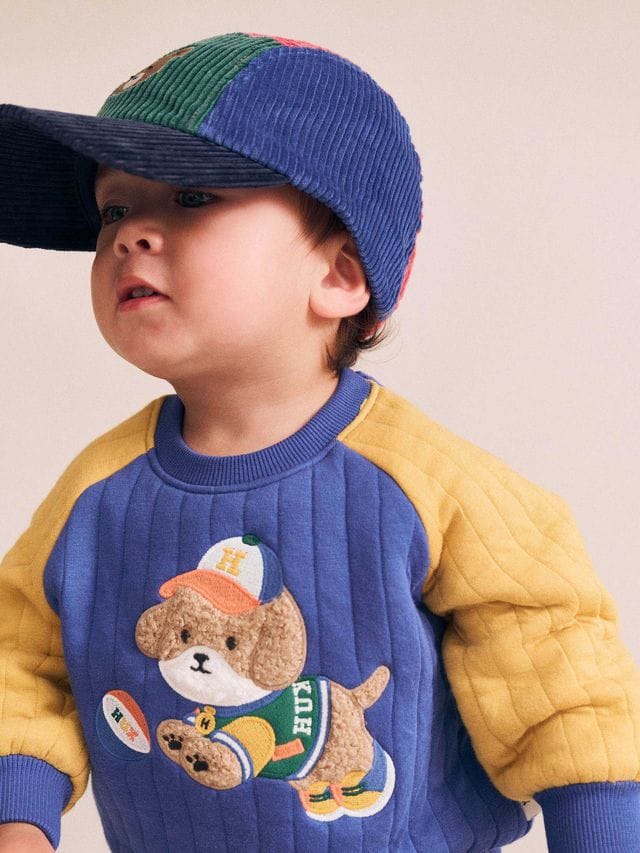 Huxbaby Boys Jumper Basketball Doggy Quilted Sweatshirt