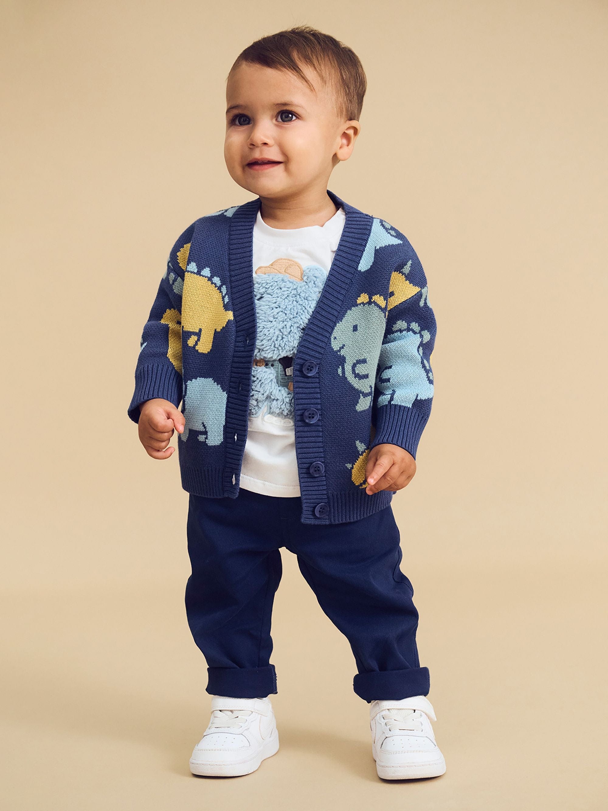 Huxbaby Boys Jumper Dino Play Boxy Cardi