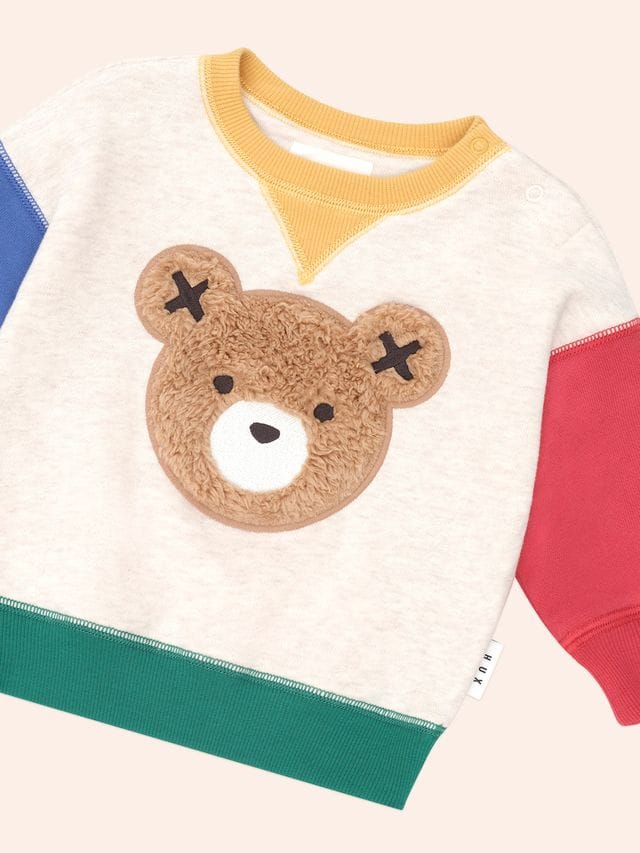 Huxbaby Boys Jumper Furry Huxbear Colour Block Sweatshirt
