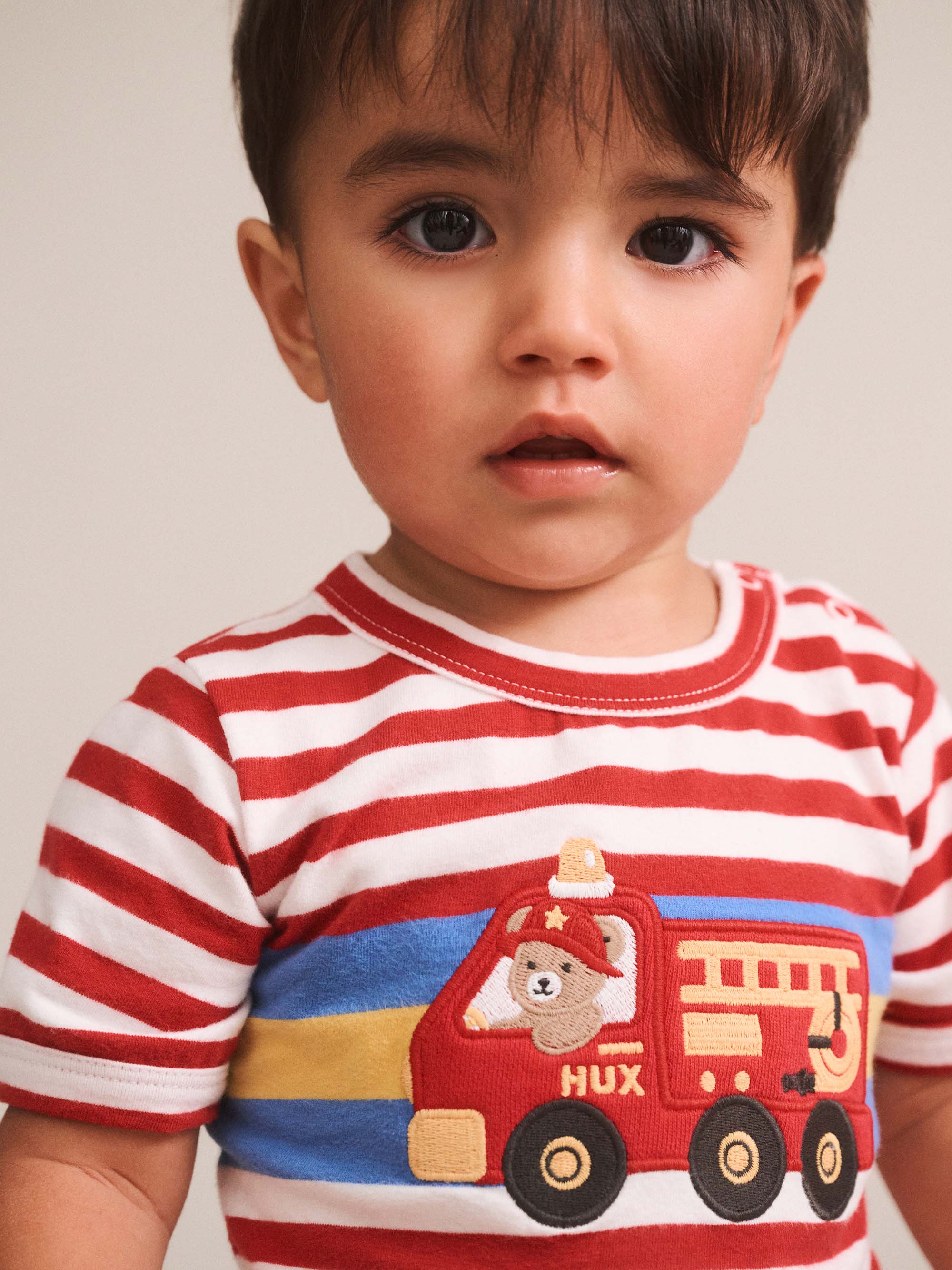 Huxbaby Boys Onesie Fireman Hux Stripe Romper