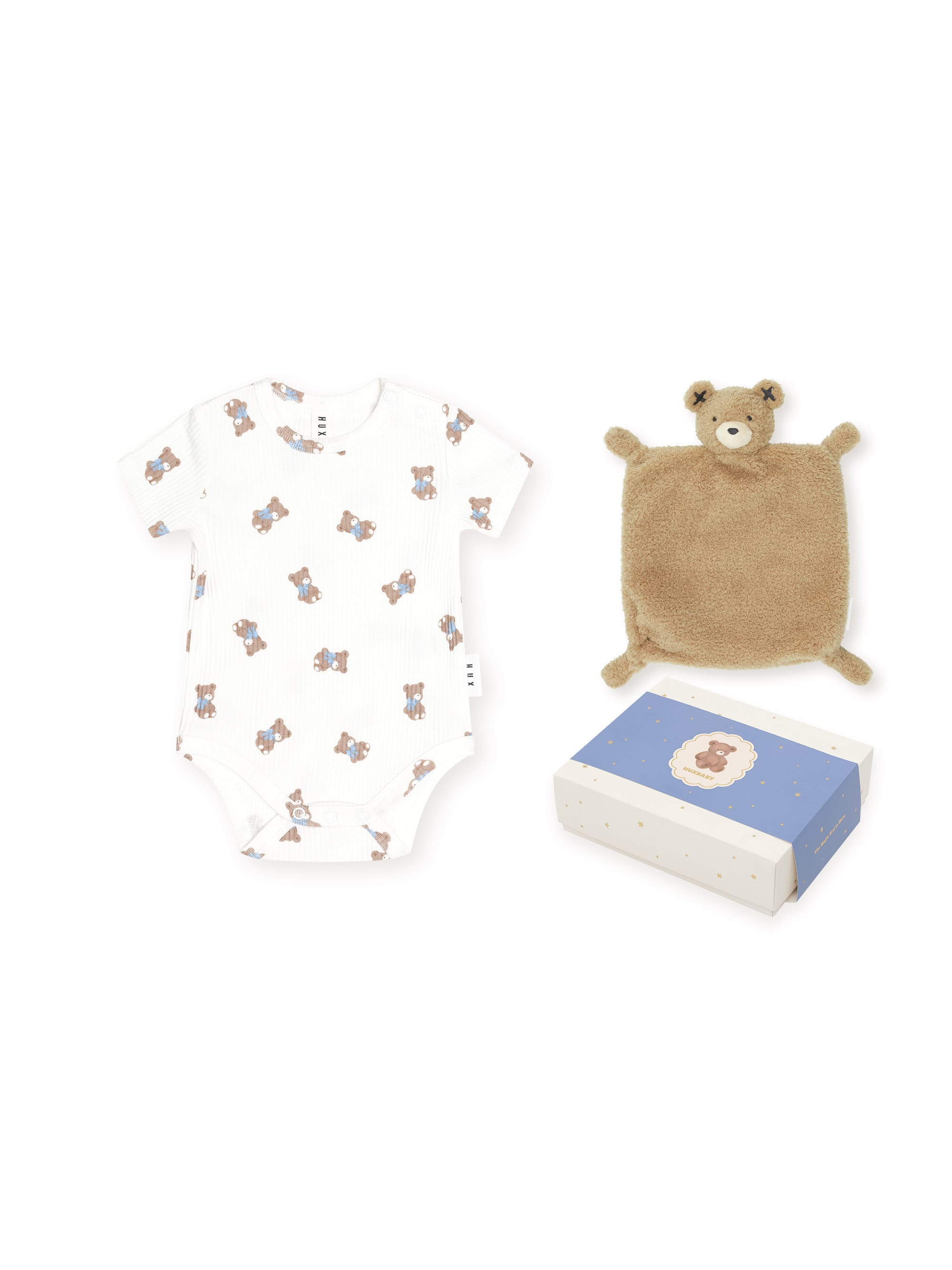 Huxbaby Boys Onesie NB Tumbling Bow Hux 2pc Box Set