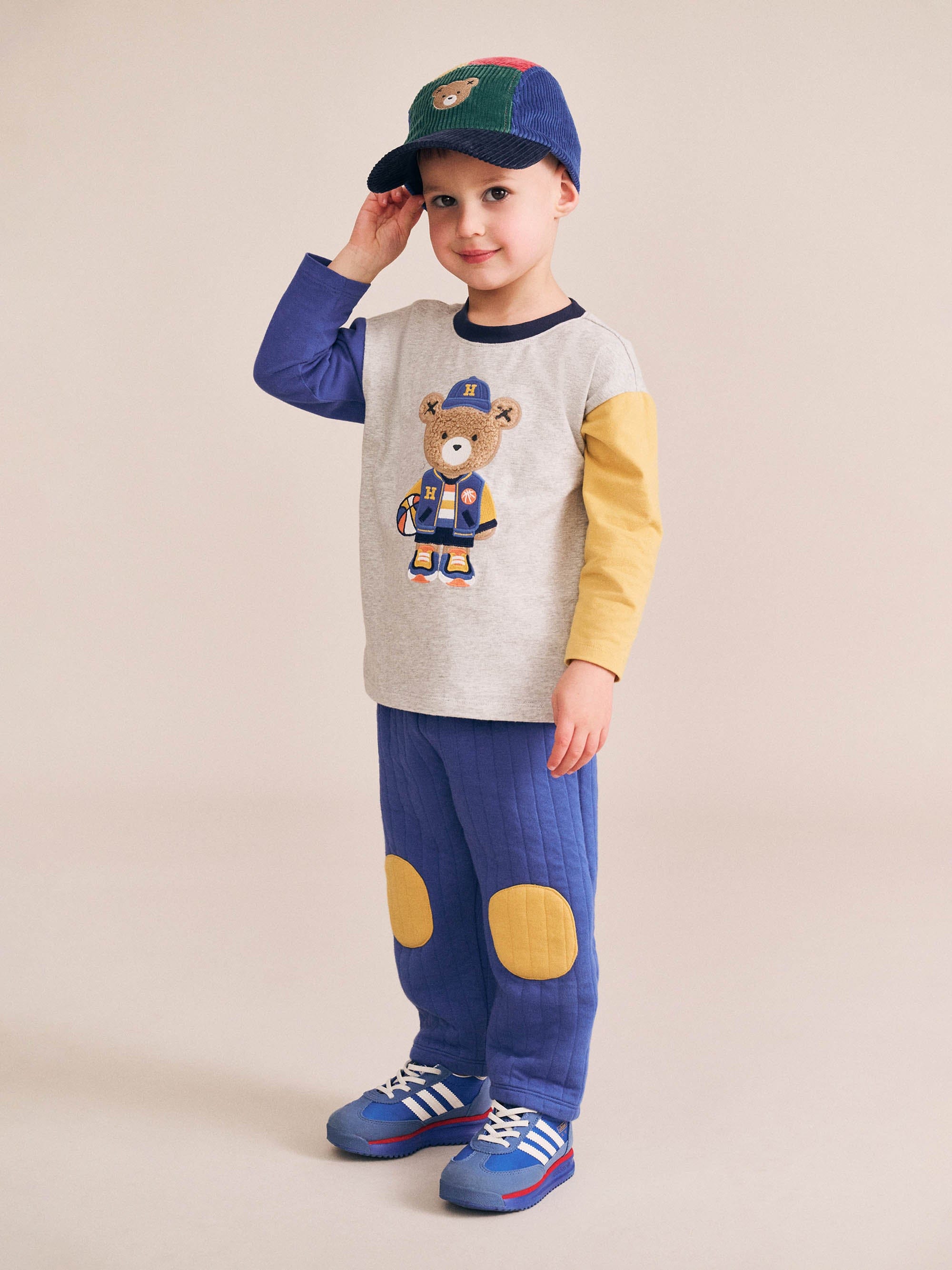 Huxbaby Boys Pant Quilted Knee Patch Trackpant