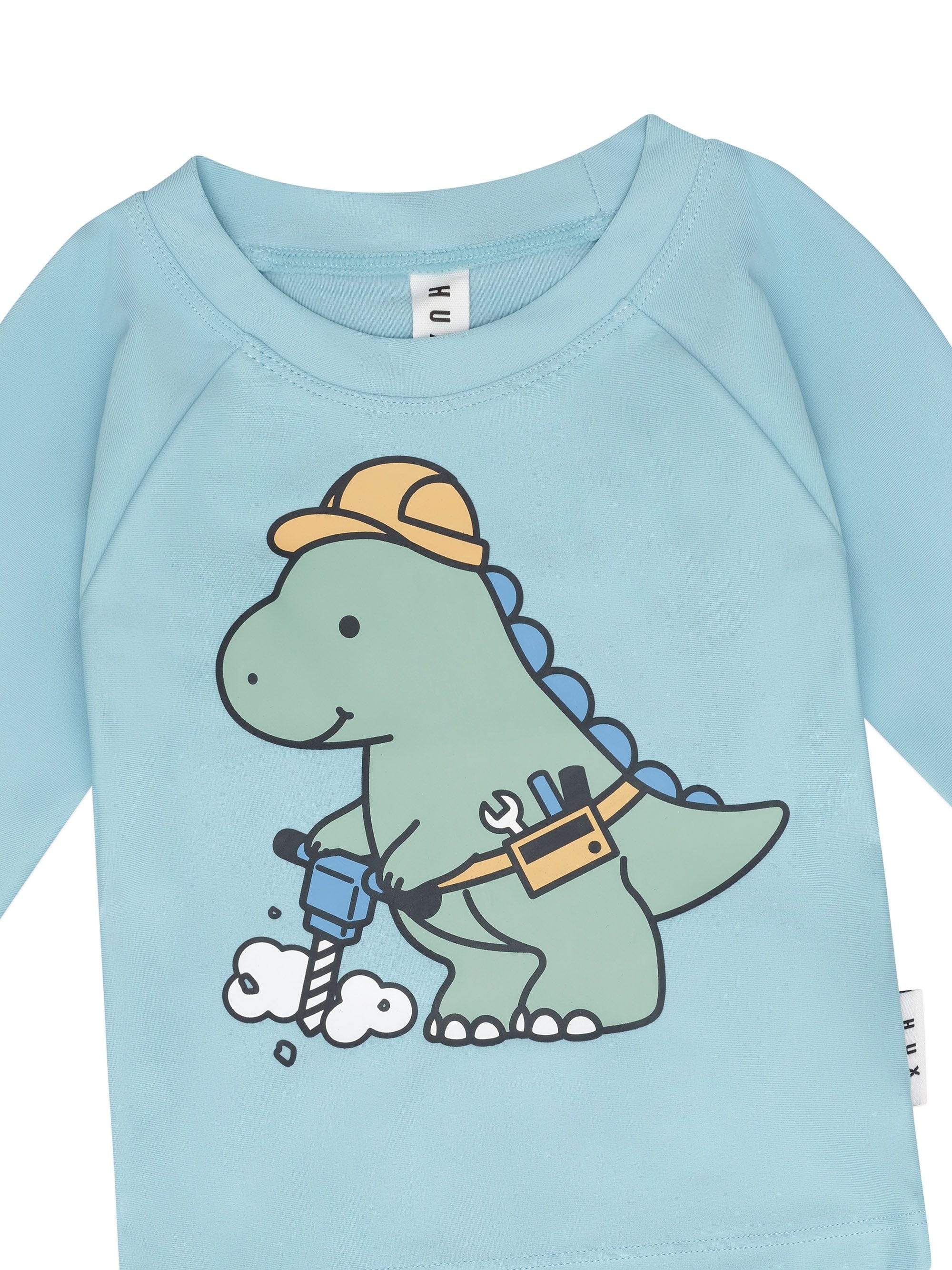 Huxbaby Boys Swimwear Construction Dino Rashguard