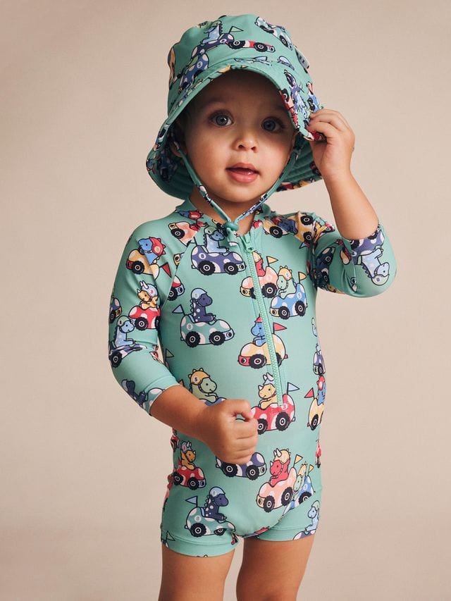 Huxbaby Boys Swimwear Racer Dino Swimsuit Shortie