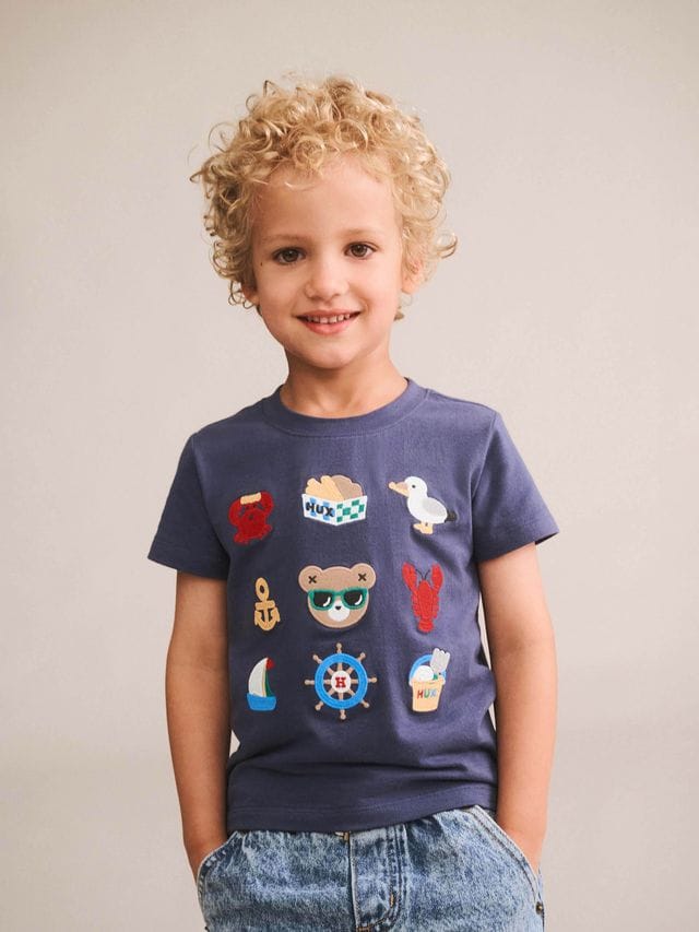 Huxbaby Boys Tops 2Y 9 Nautical Embroidered Tee