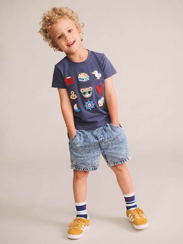 Huxbaby Boys Tops 9 Nautical Embroidered Tee