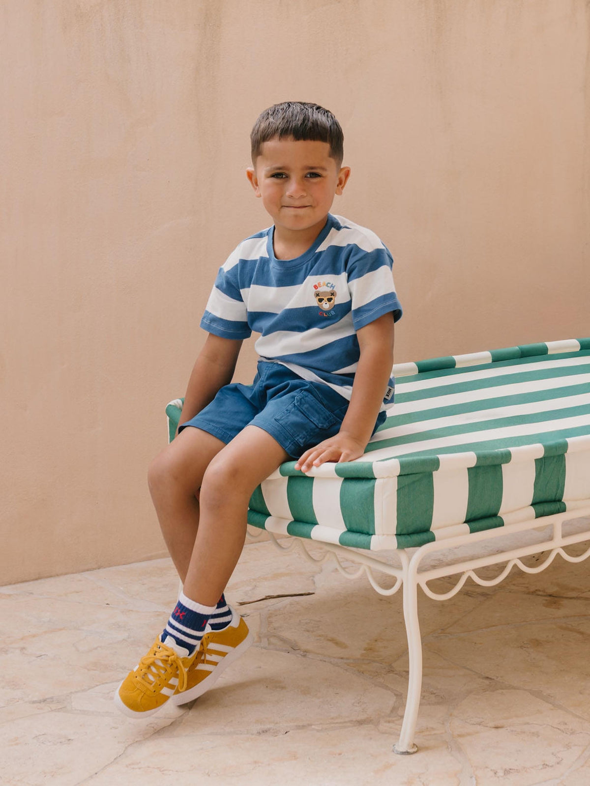 Huxbaby Boys Tops Beach Club Hux Block Stripe Drop Shoulder Tee