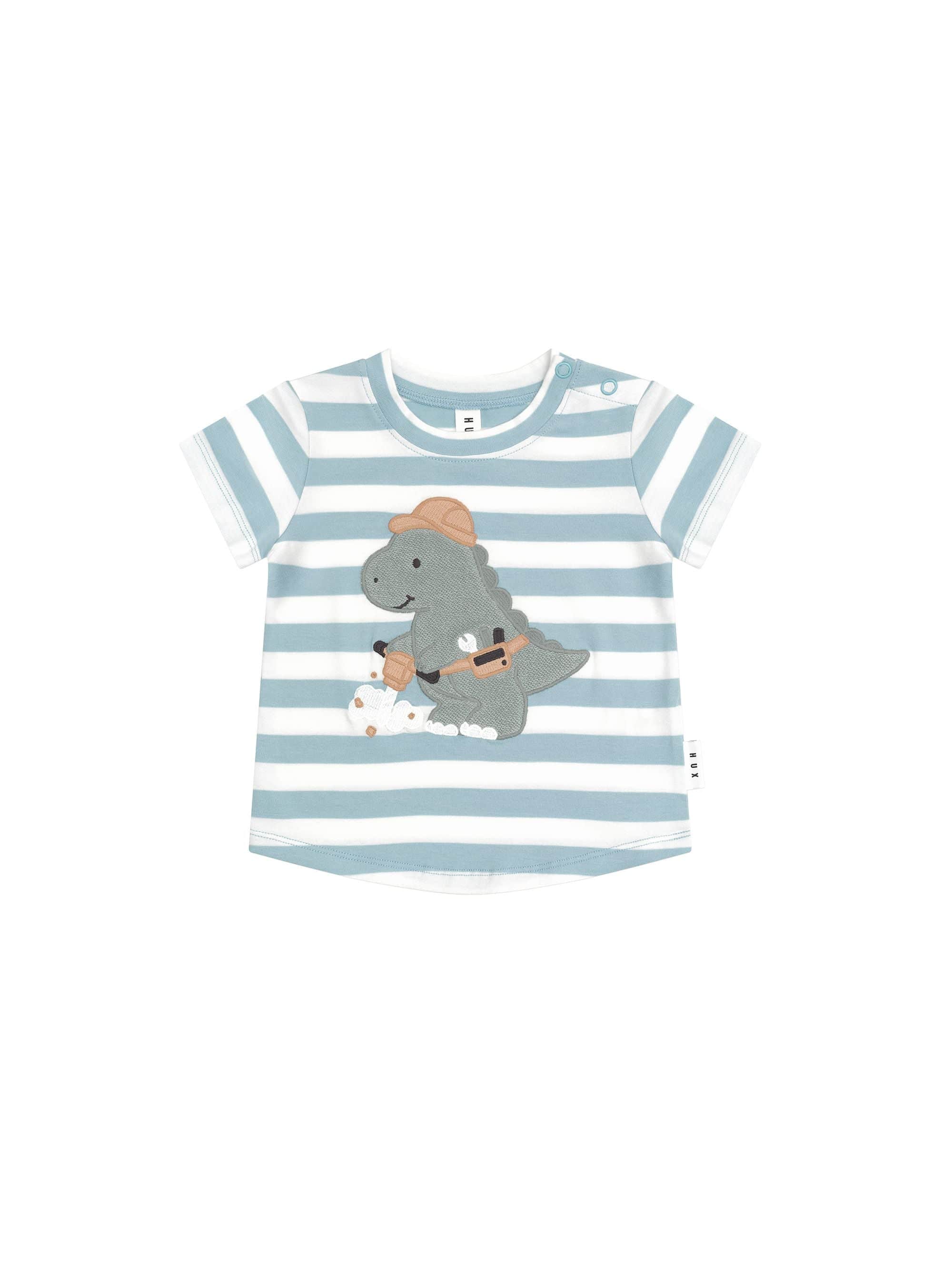 Huxbaby Boys Tops Construction Dino Stripe T-Shirt