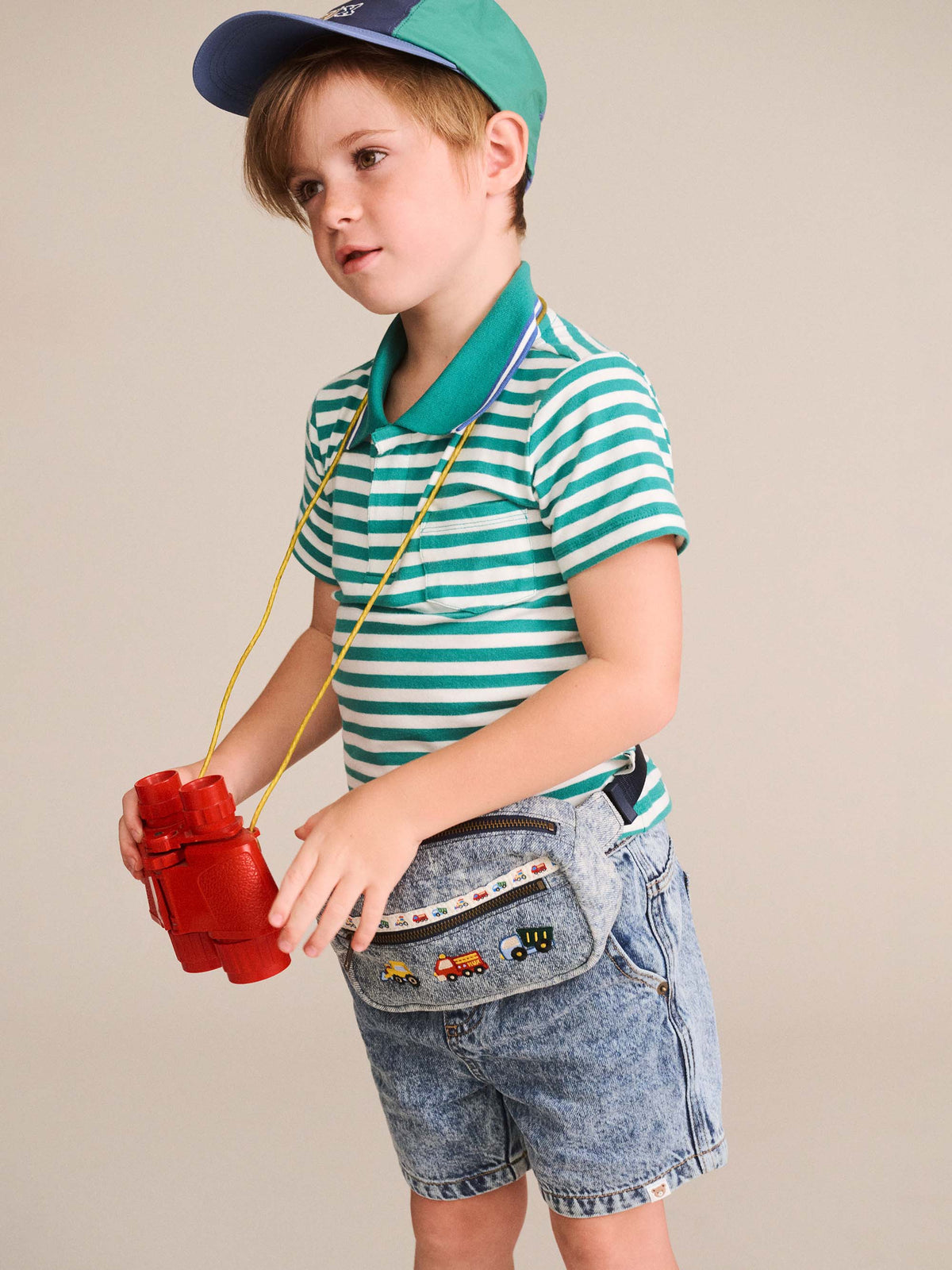 Huxbaby Boys Tops Green Stripe Polo