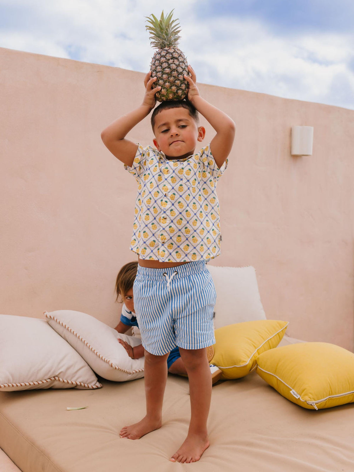 Huxbaby Boys Tops Pineapple Tile S/Slv Shirt