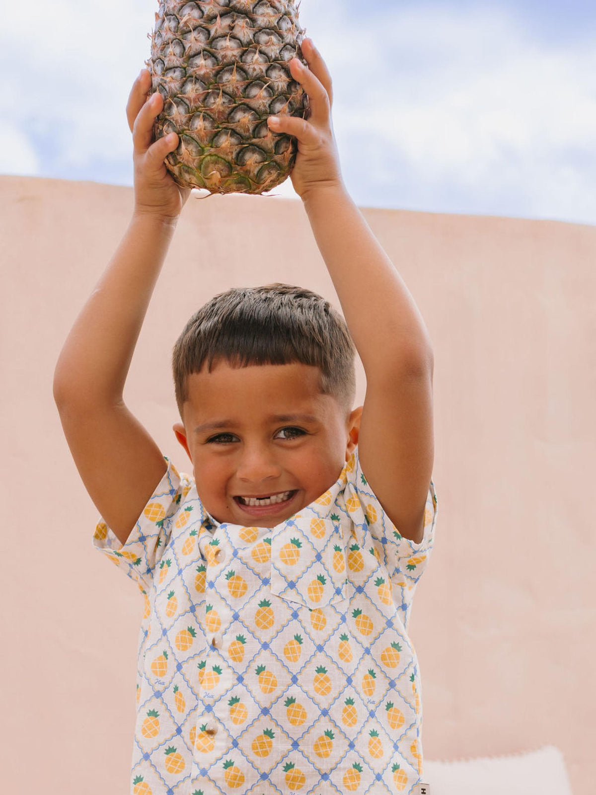 Huxbaby Boys Tops Pineapple Tile S/Slv Shirt
