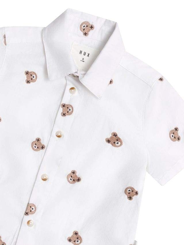 Huxbaby Boys Tops Short Sleeve Huxbear Button Up Crisp White
