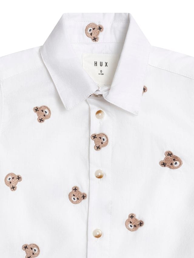 Huxbaby Boys Tops Short Sleeve Huxbear Button Up Crisp White