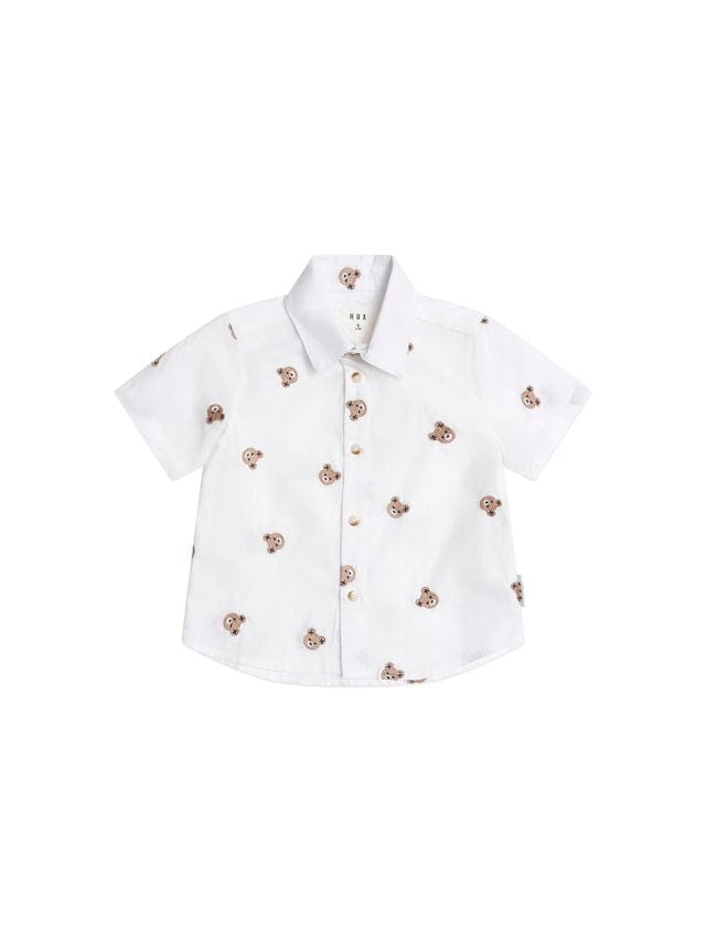 Huxbaby Boys Tops Short Sleeve Huxbear Button Up Crisp White