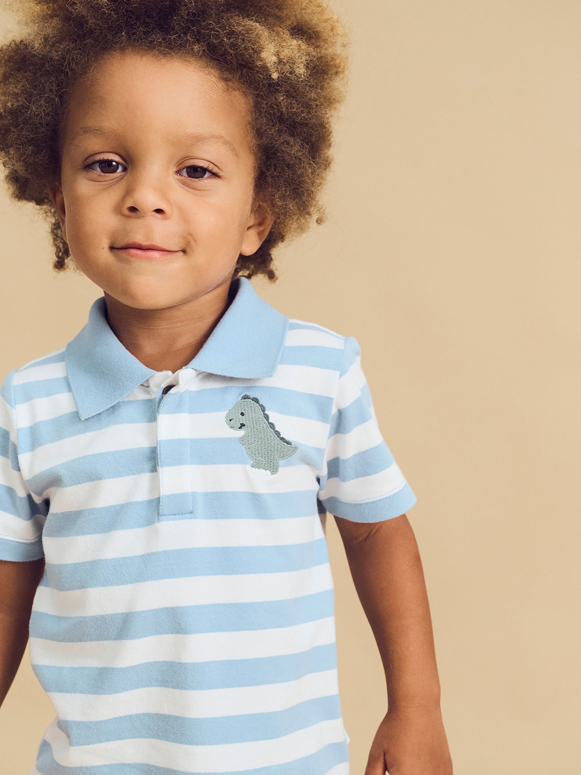 Huxbaby Boys Tops T-Rex Stripe Polo T-Shirt