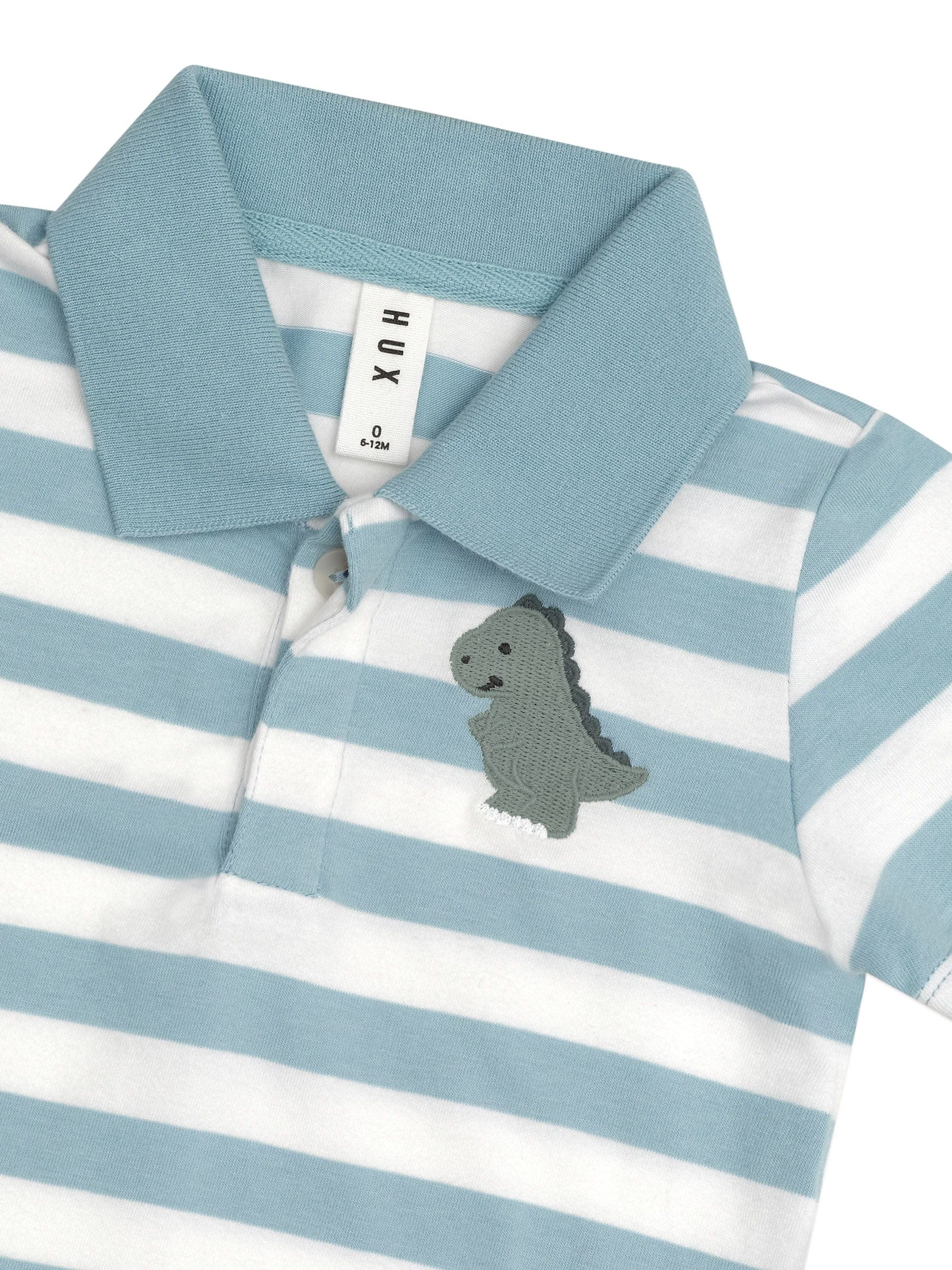 Huxbaby Boys Tops T-Rex Stripe Polo T-Shirt