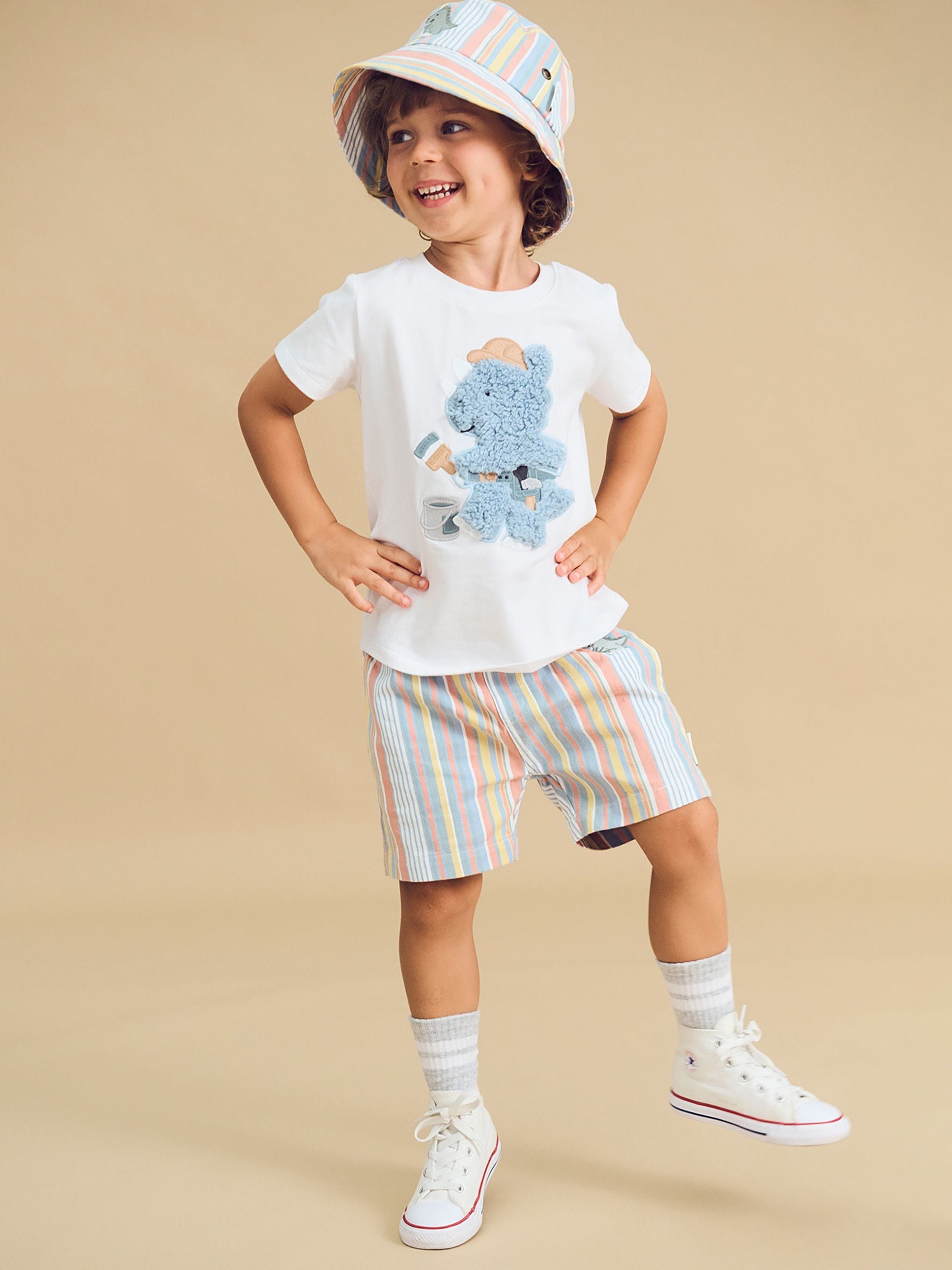 Huxbaby Boys Tops Tradie Furry Dino T-Shirt