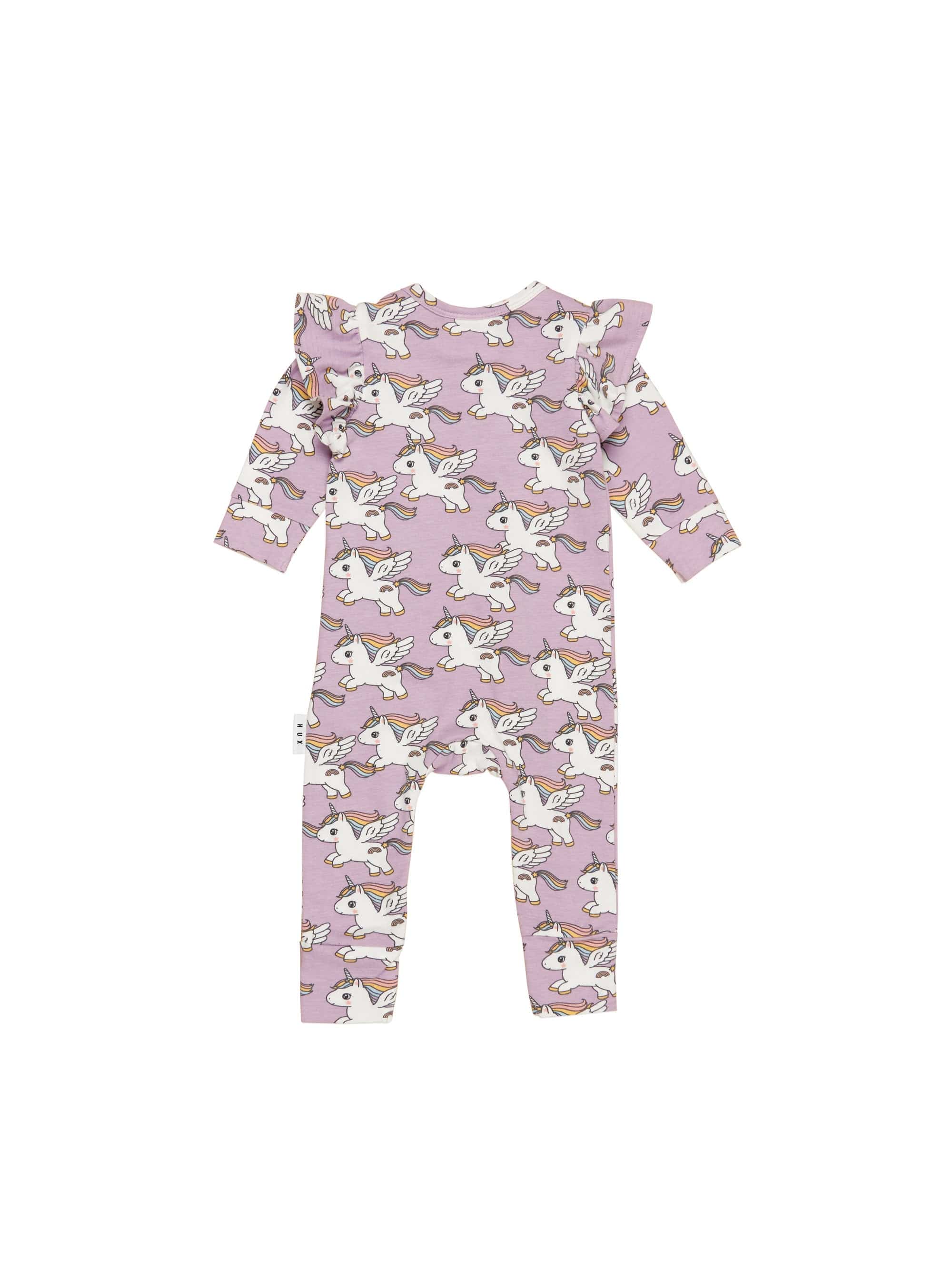 Huxbaby Girls All In One 0-3M Magical Unicorn Frill Romper