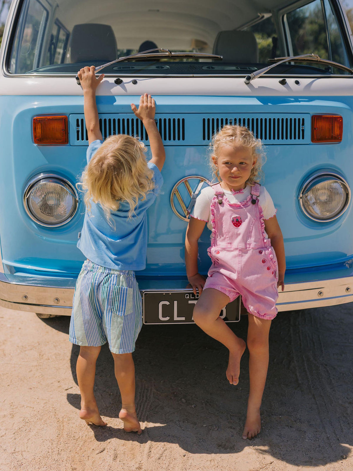 Huxbaby Girls All In One Berry Sweet Garment Dye Shortall