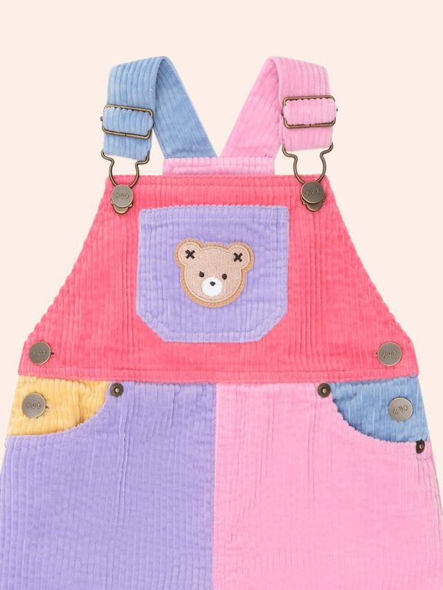 Huxbaby Girls All In One Colour Block Girl Cord Overalls