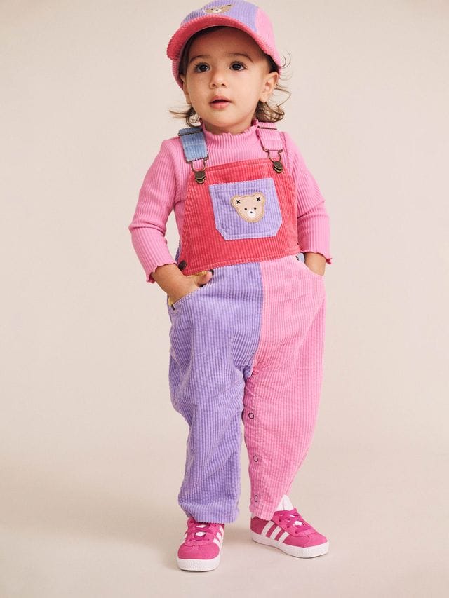 Huxbaby Girls All In One Colour Block Girl Cord Overalls