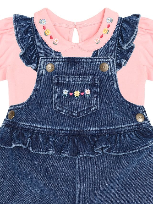 Huxbaby Girls All In One Floral 2PC Denim Set