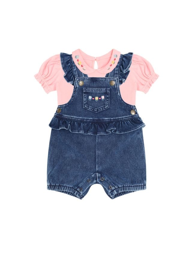 Huxbaby Girls All In One Floral 2PC Denim Set