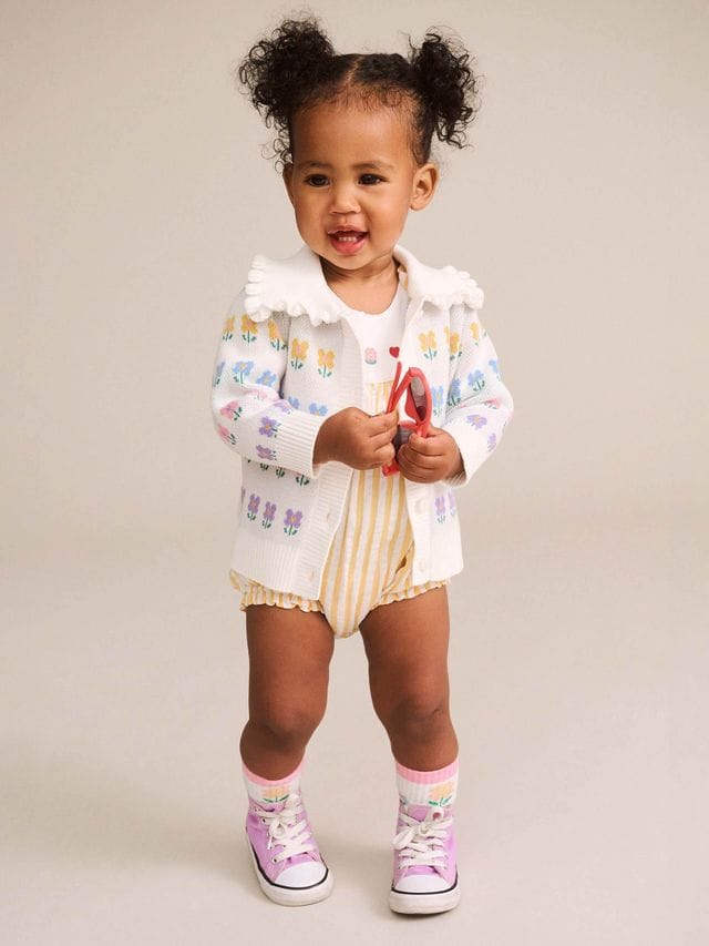 Huxbaby Girls All In One Flower Field Stripe Playsuit