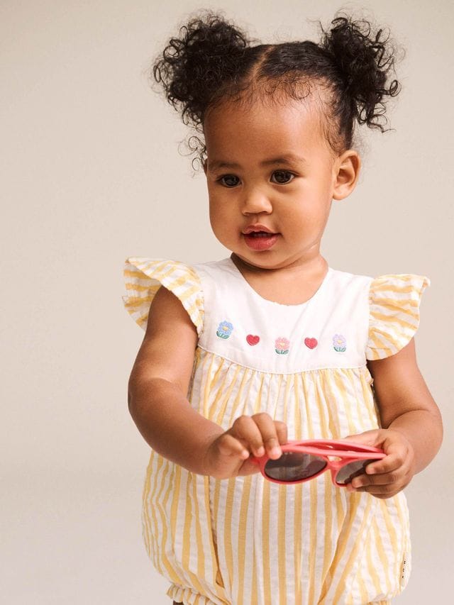 Huxbaby Girls All In One Flower Field Stripe Playsuit
