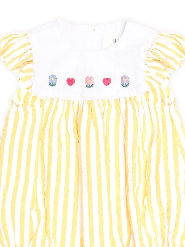 Huxbaby Girls All In One Flower Field Stripe Playsuit