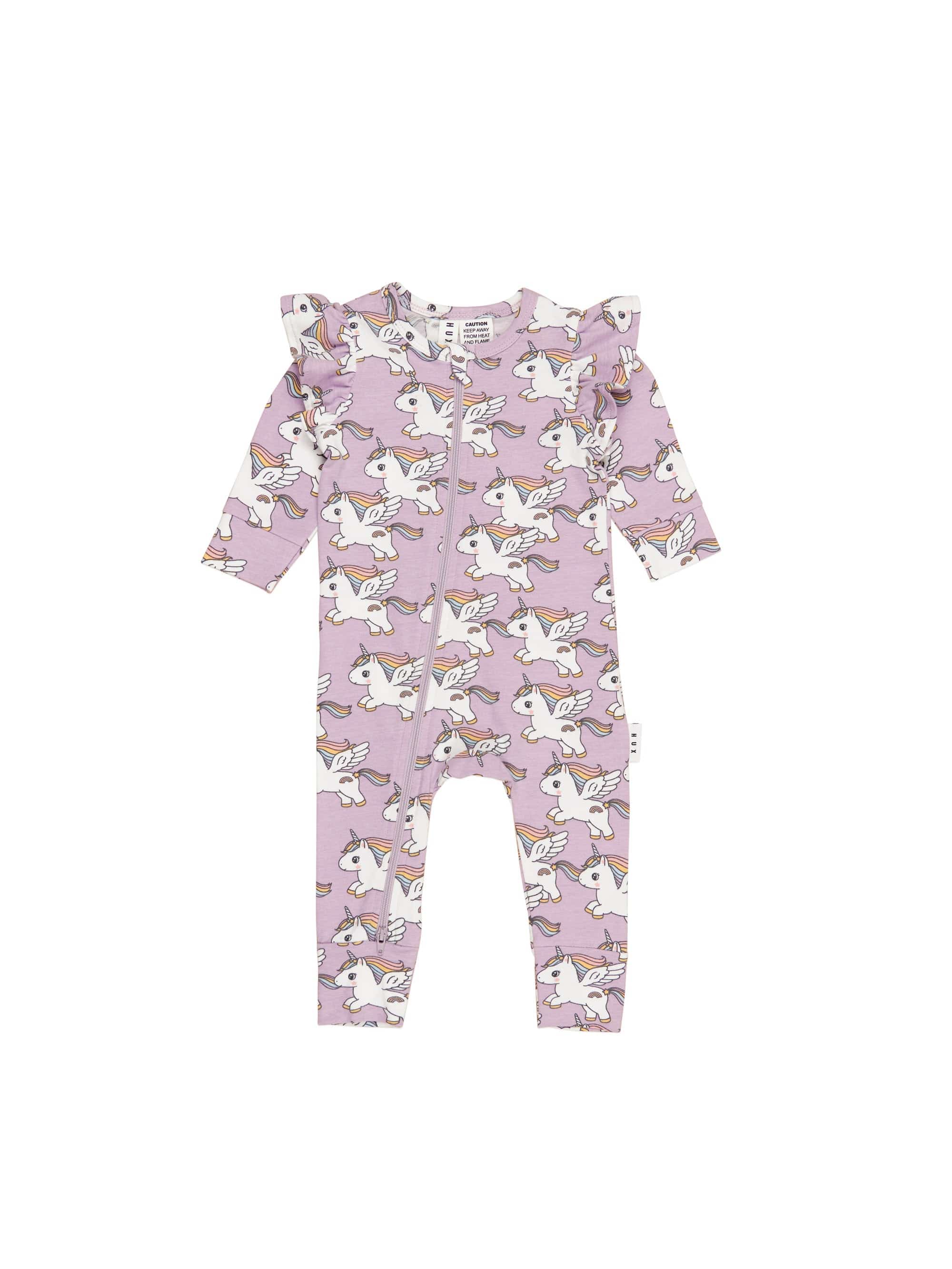 Huxbaby Girls All In One Magical Unicorn Frill Romper