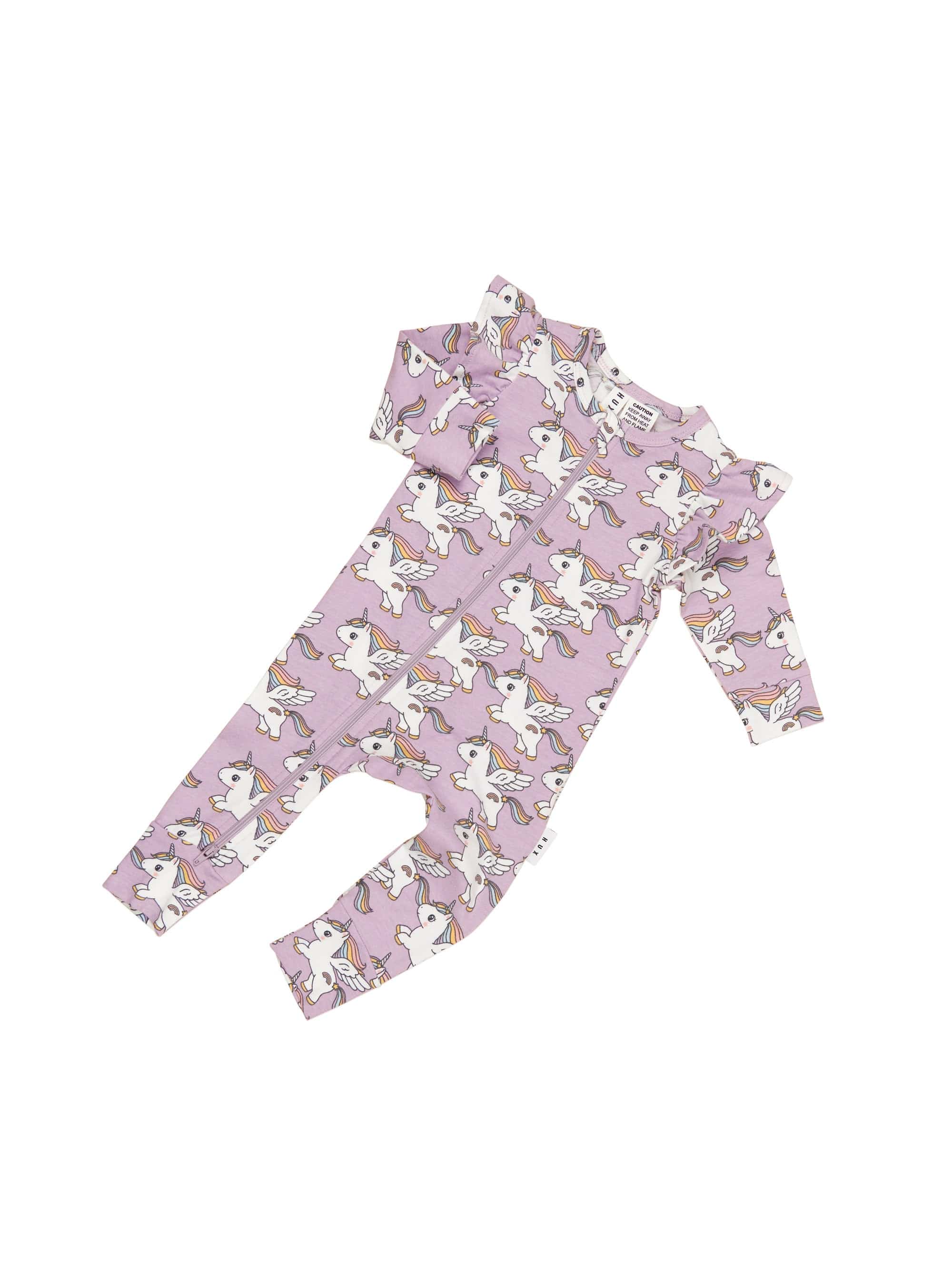 Huxbaby Girls All In One Magical Unicorn Frill Romper