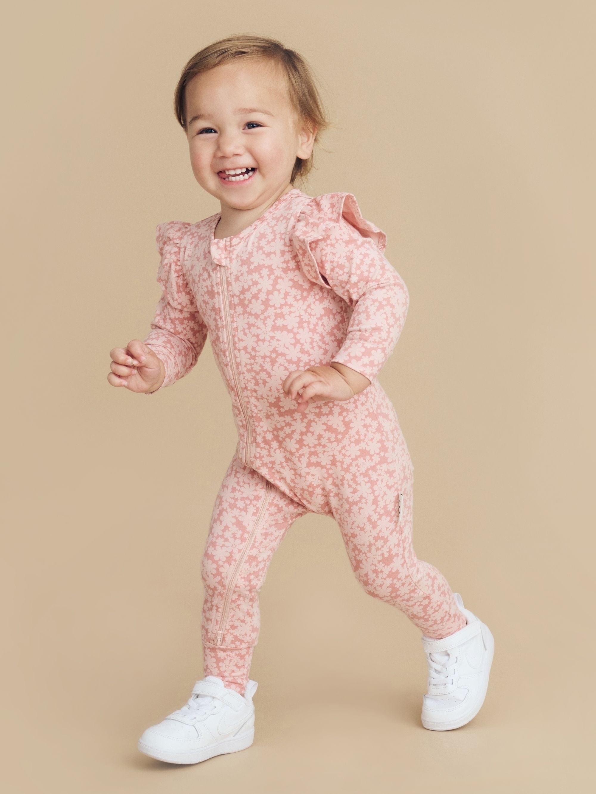 Huxbaby Girls All In One Smile Floral Zip Romper