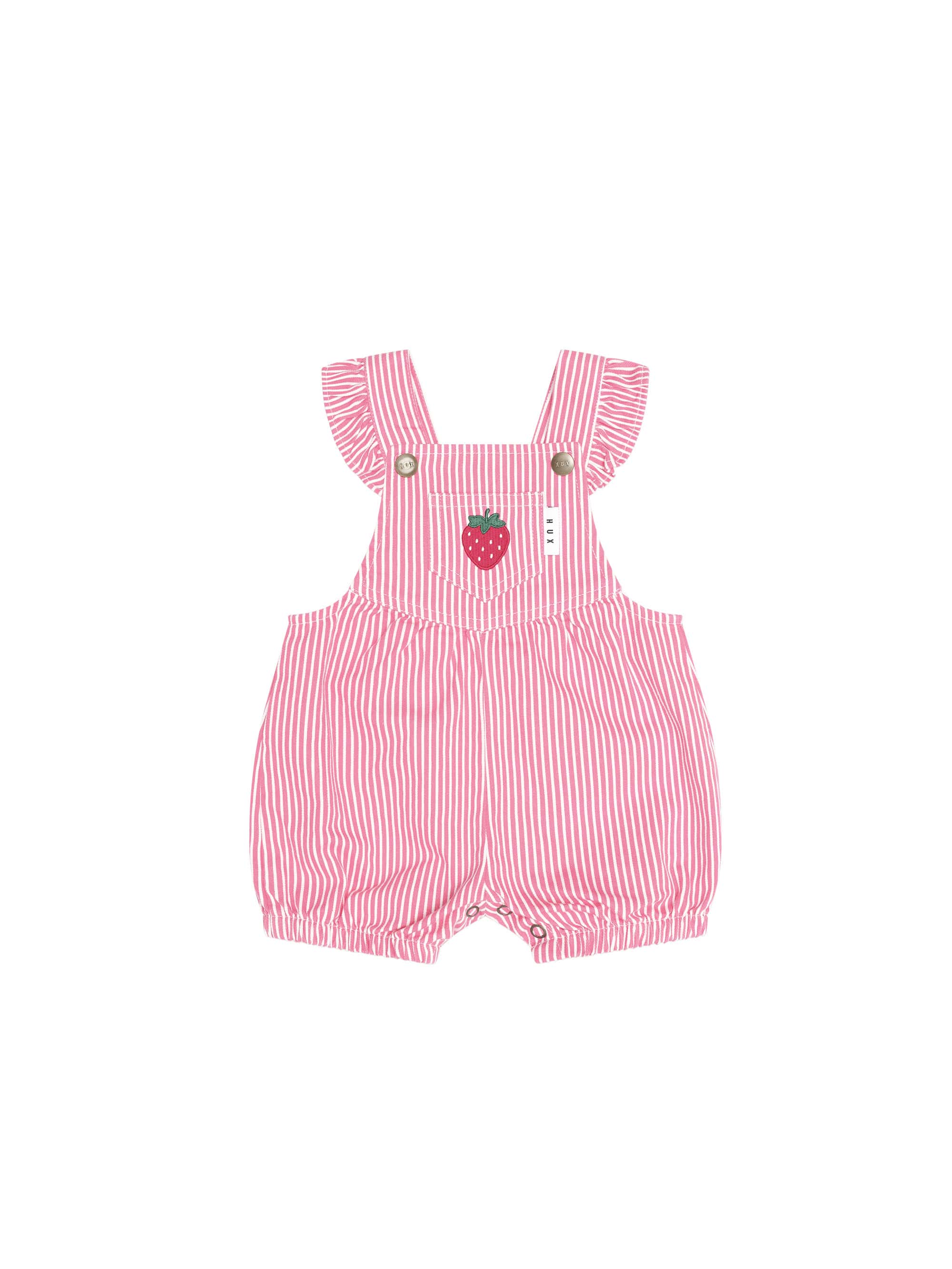 Huxbaby Girls All In One Strawberry Embroidered Stripe Playsuit