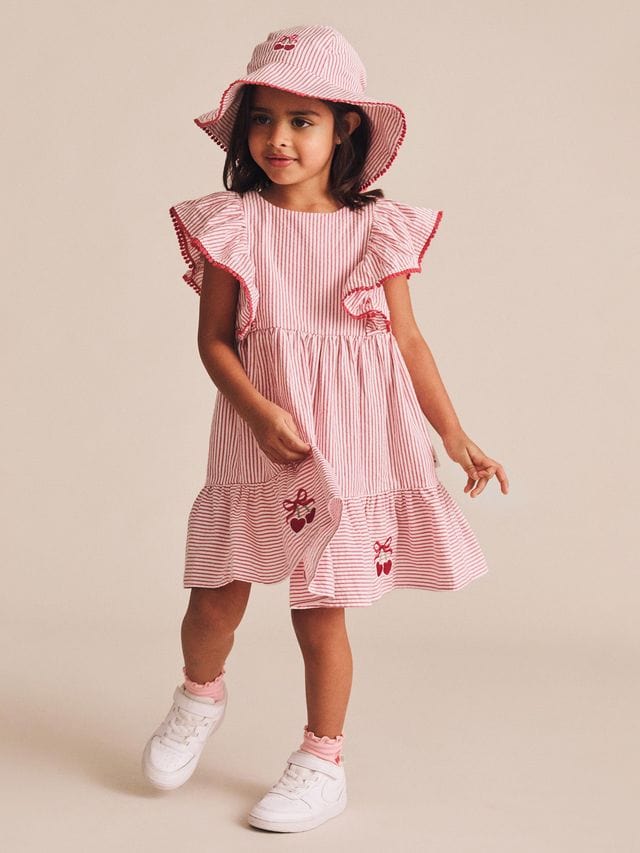 Huxbaby Girls Dress 1Y Cherry Pie Stripe Dress