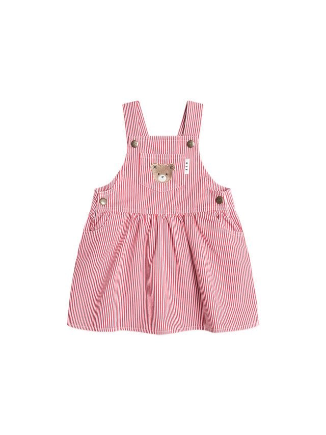 Huxbaby Girls Dress 1Y Chill Red Stripe Pinafore Dress