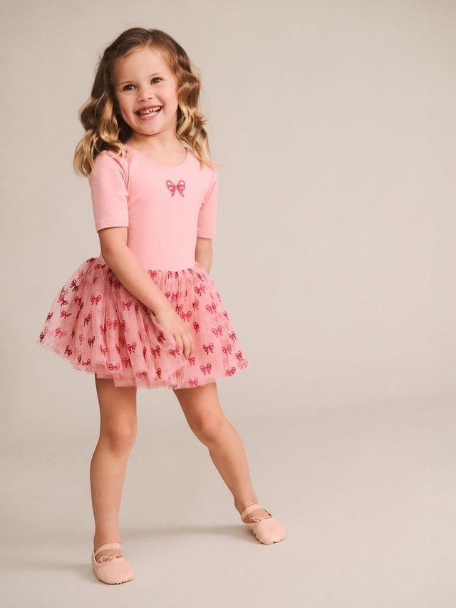 Huxbaby Girls Dress 1Y Glitter Bow Tutu Tulle Dress