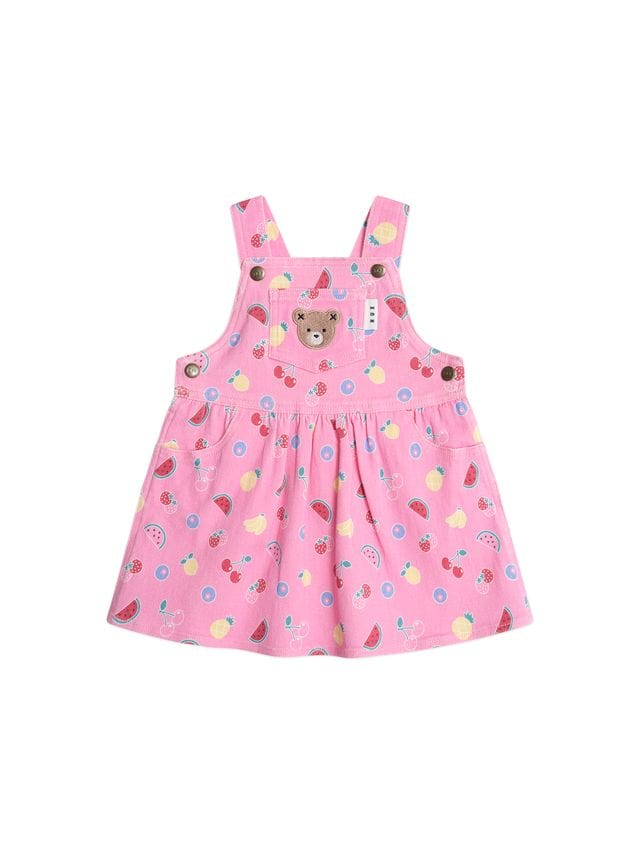Huxbaby Girls Dress 1Y Pink Fruit Emoji Pinafore Dress