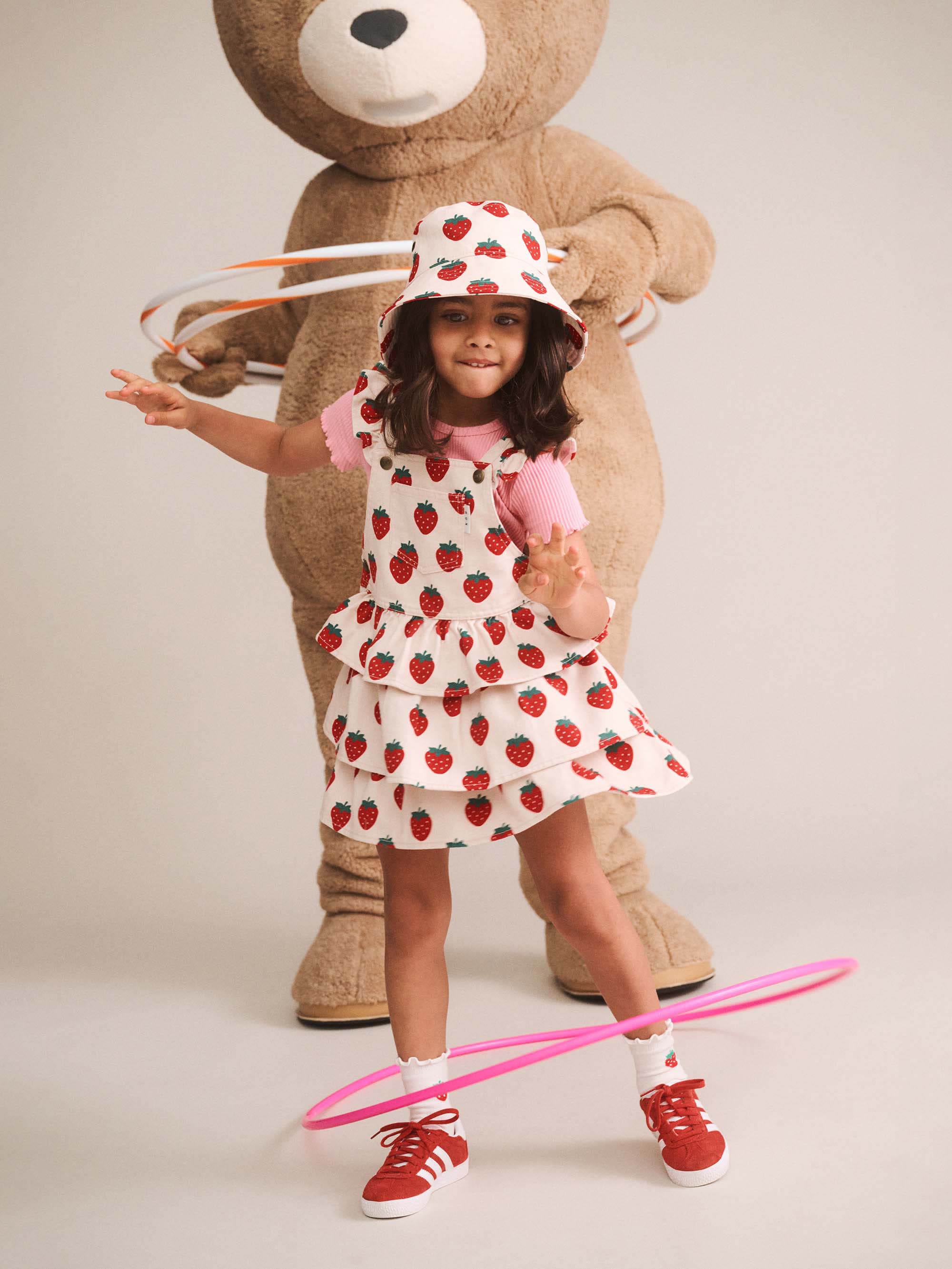 Huxbaby Girls Dress 1Y Strawberry Tiered Pinafore