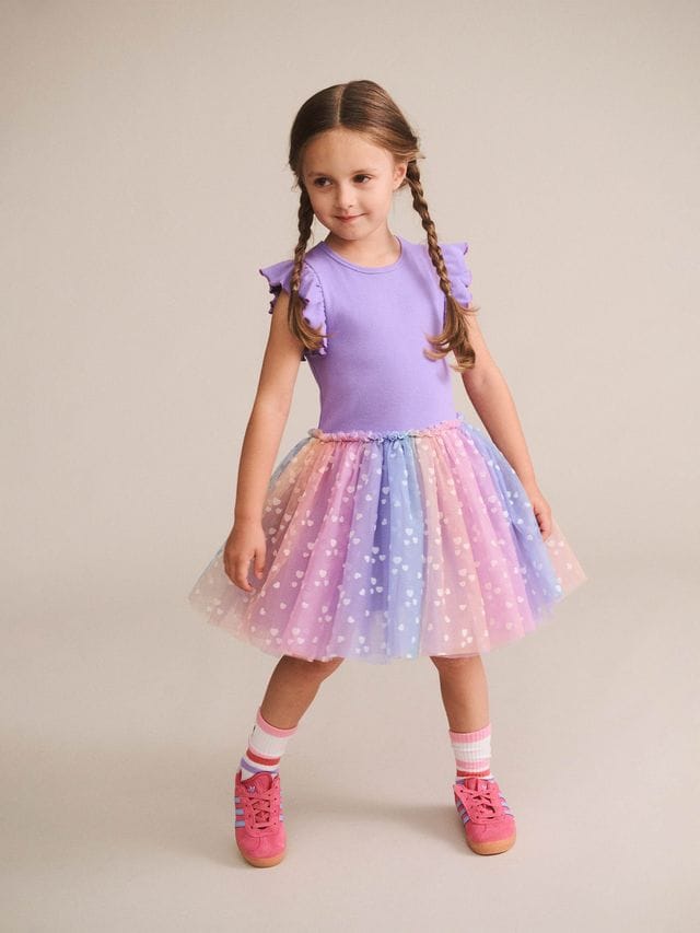 Huxbaby Girls Dress 2Y Purple S/S Rib Dress