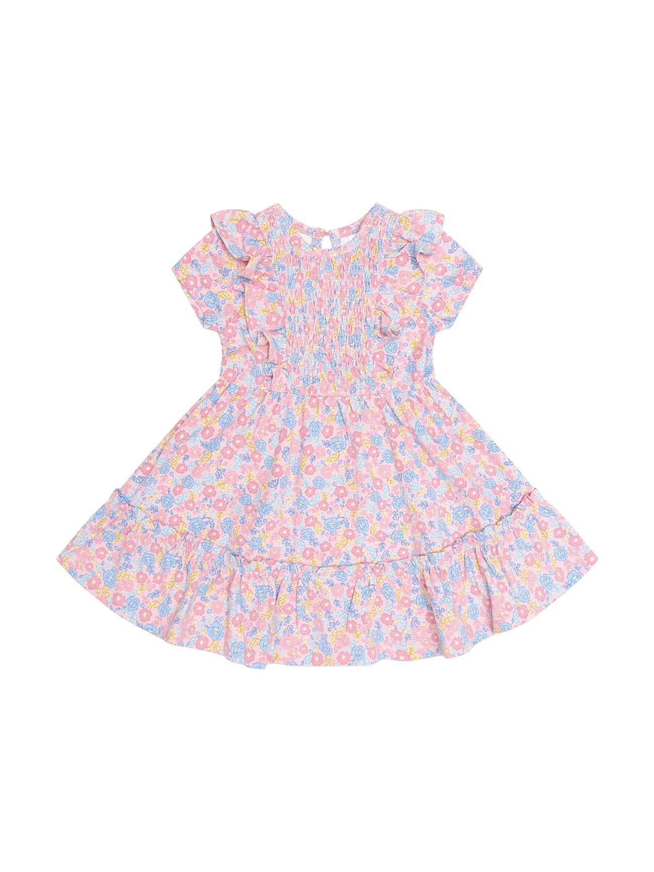 Huxbaby Girls Dress 3Y Vintage Floral Shirred S/S Dress