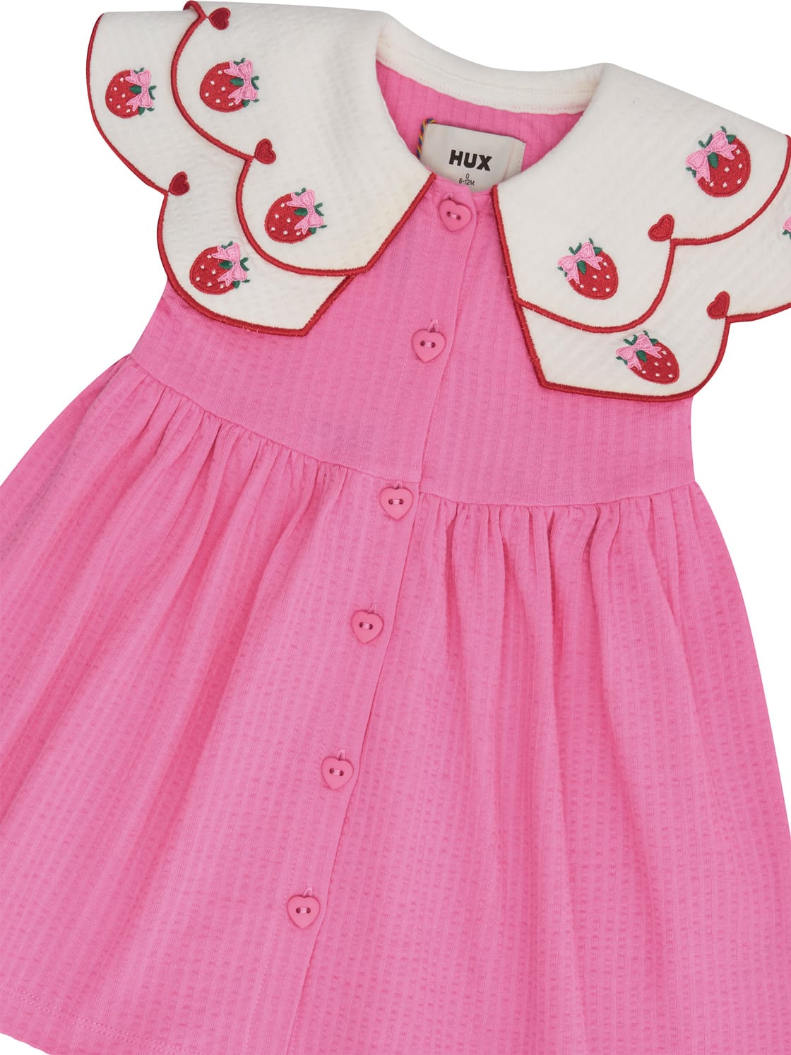 Huxbaby Girls Dress Berry Sweet Seersucker Emb Collar Dress