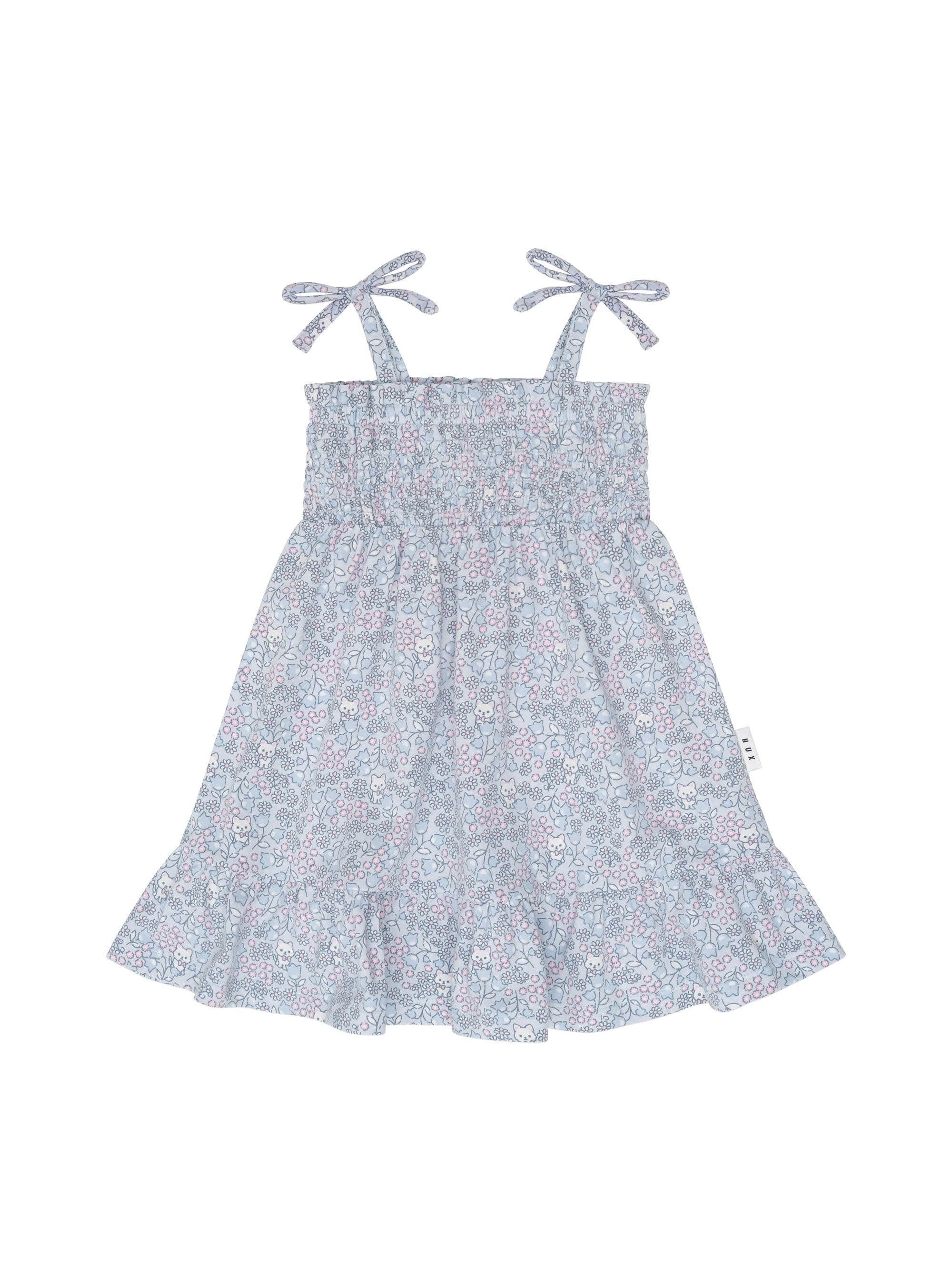 Huxbaby Girls Dress Bluebell Floral Shirred Dress