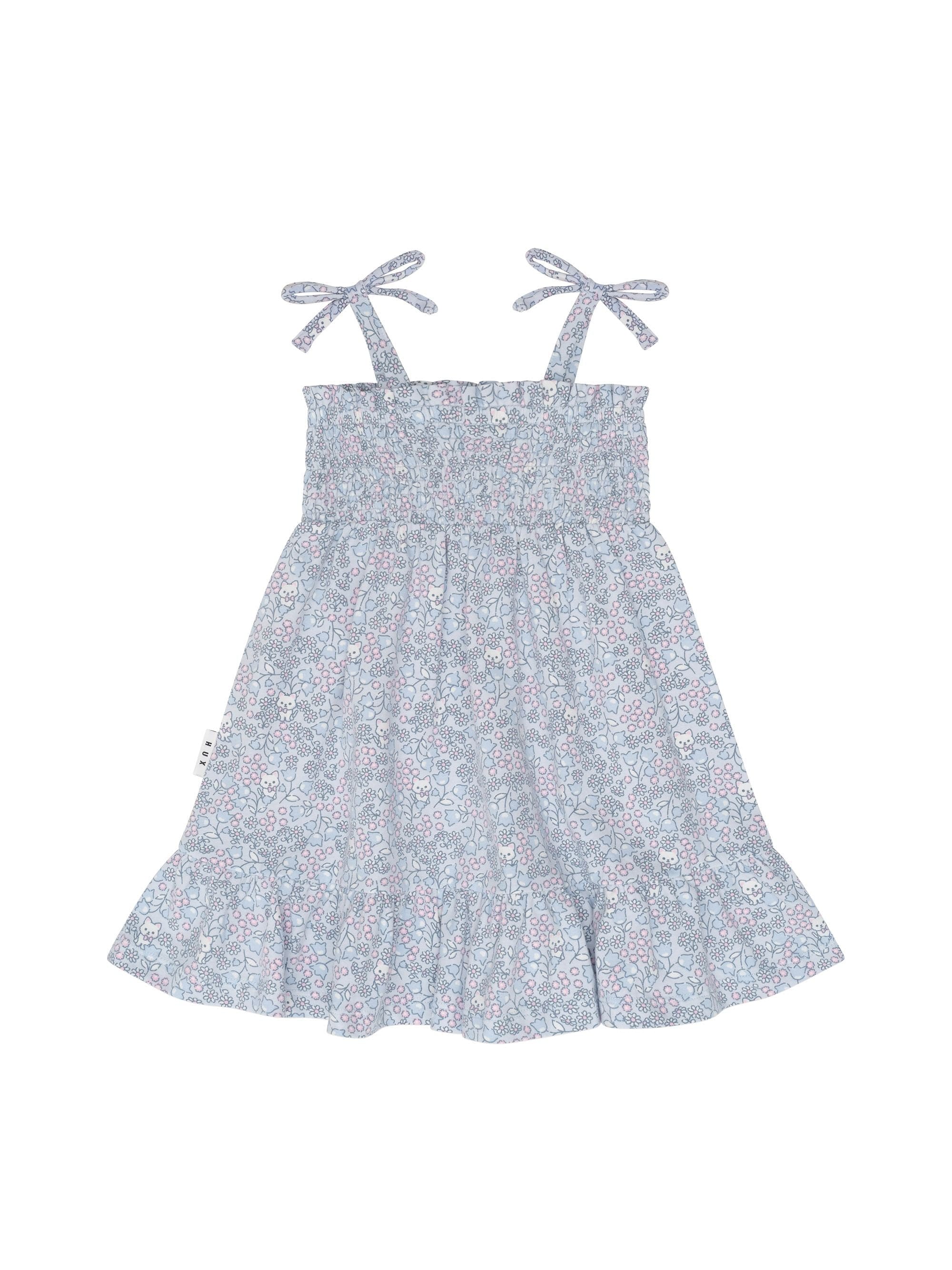 Huxbaby Girls Dress Bluebell Floral Shirred Dress